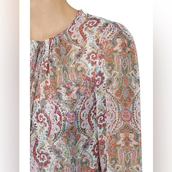 Zimmermann Ninety-Six Asymmetric Silk Multicolor Paisley Print Blouse EUC Size 0 - Picture 4 of 12